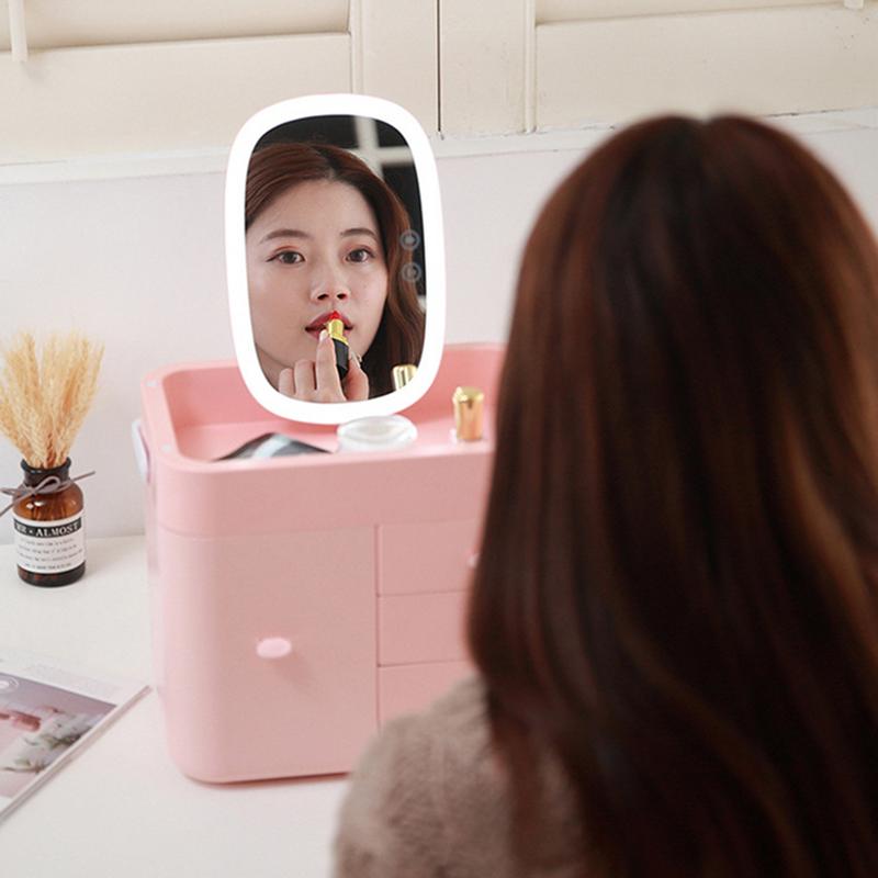 LED Mirror Cosmetic Storage Box