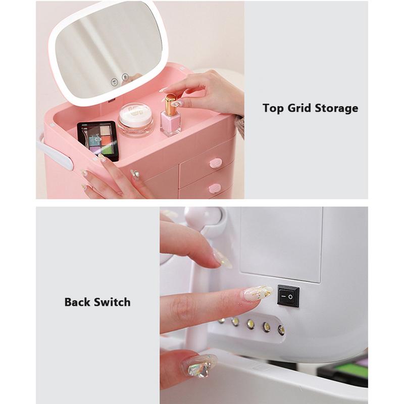 LED Mirror Cosmetic Storage Box