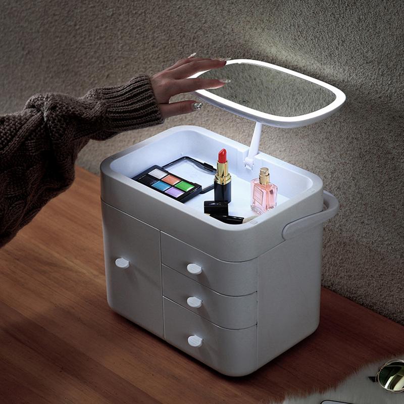 LED Mirror Cosmetic Storage Box