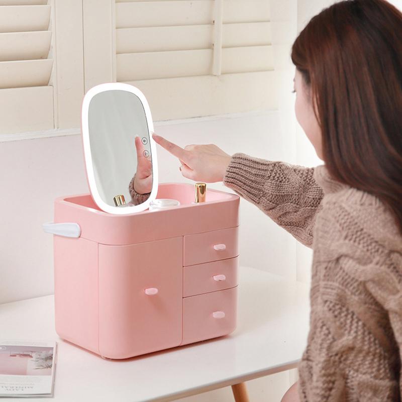 LED Mirror Cosmetic Storage Box