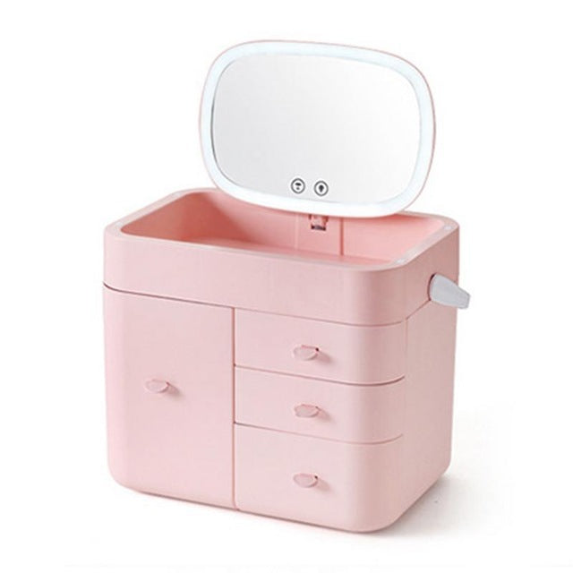 LED Mirror Cosmetic Storage Box
