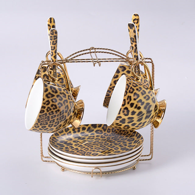 Leopard Print Bone China Porcelain Set
