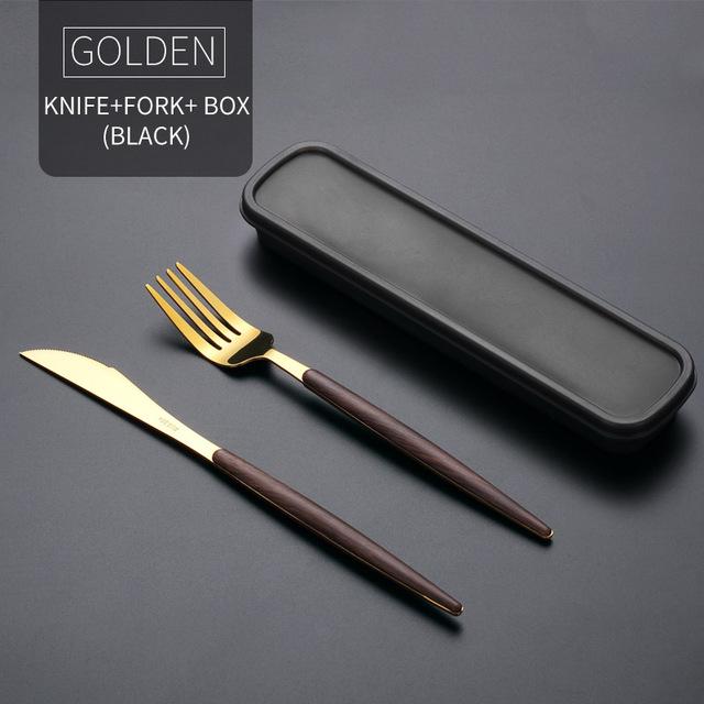 Wooden Stainless Steel Dinnerware Set