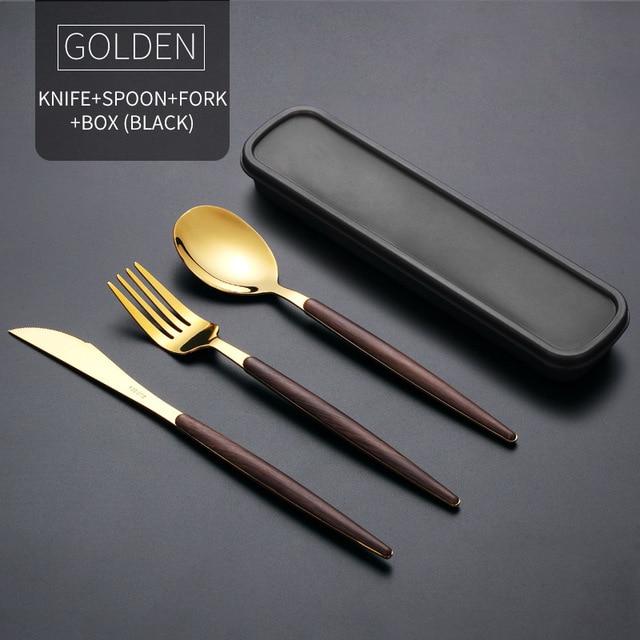 Wooden Stainless Steel Dinnerware Set