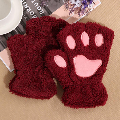 Plush Fluffy Bear Paw Claw Gloves