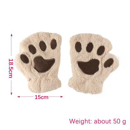 Plush Fluffy Bear Paw Claw Gloves