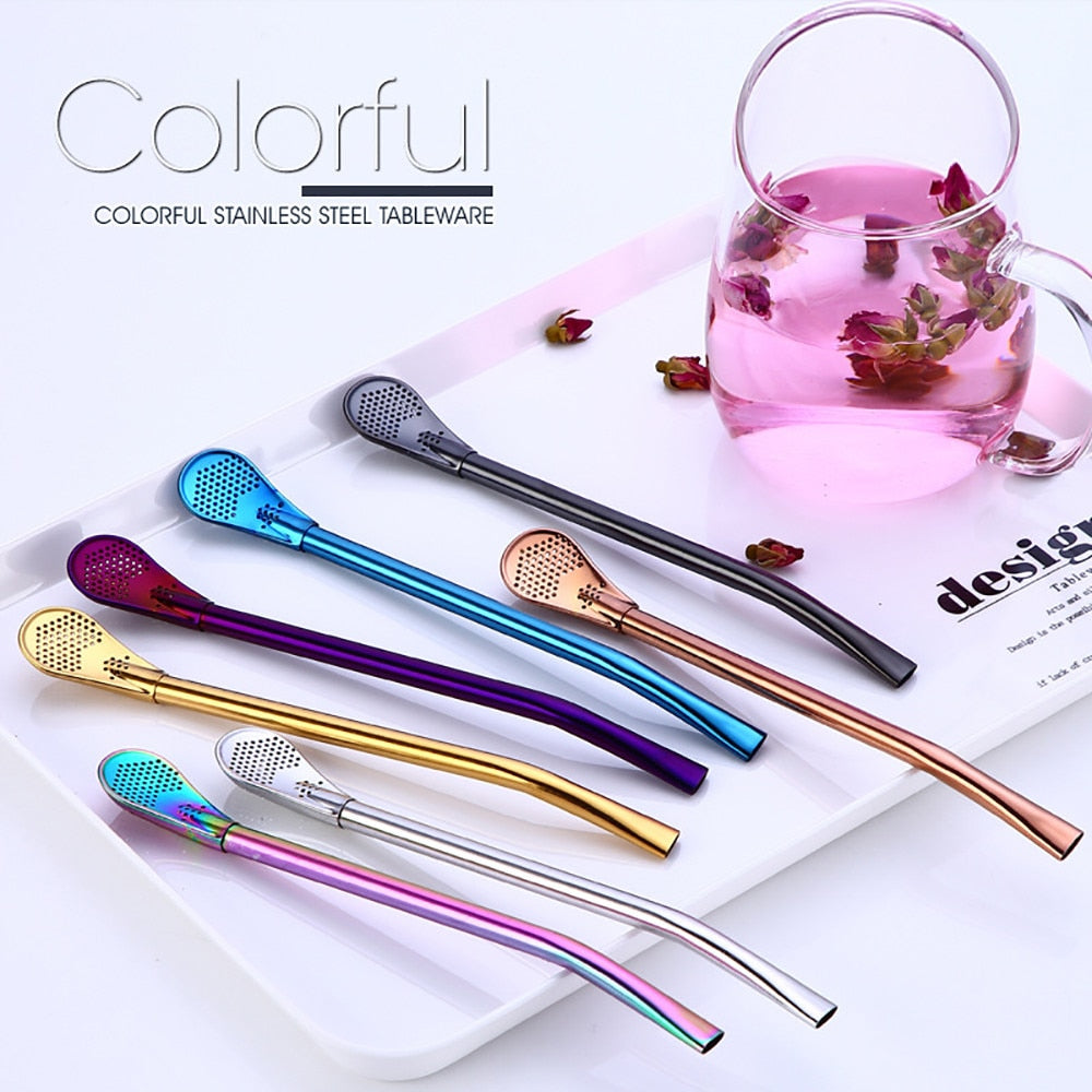 Liquid Filter Spoon Straw (2Pcs)