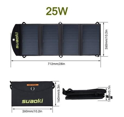 7W/14W/20W/25W Waterproof Quadruple Solar Panel Charger High Efficiency Portable Foldable Dual-Port USB Charger with TIR-C Technology