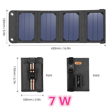 7W/14W/20W/25W Waterproof Quadruple Solar Panel Charger High Efficiency Portable Foldable Dual-Port USB Charger with TIR-C Technology