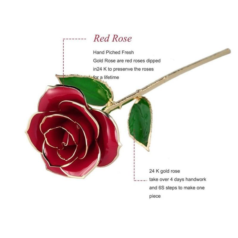 24K Gold Dipped Trim Rose Flower