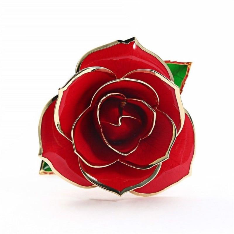 24K Gold Dipped Trim Rose Flower