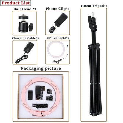 Phone Holder With  Ring Light 24W