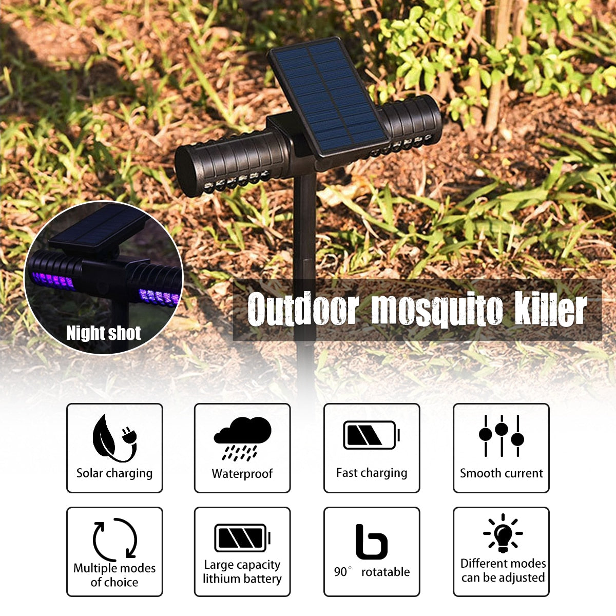 Solar Mosquito Killer UV LED Lamp Zapper