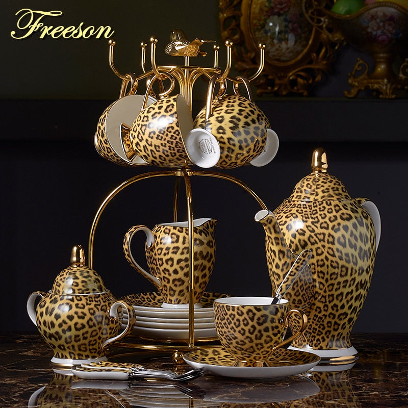 Leopard Print Bone China Porcelain Set