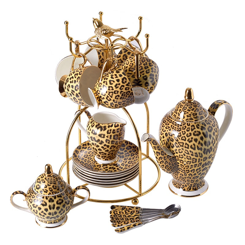 Leopard Print Bone China Porcelain Set