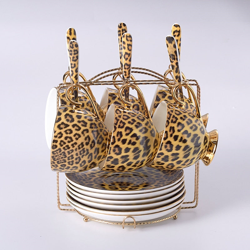 Leopard Print Bone China Porcelain Set