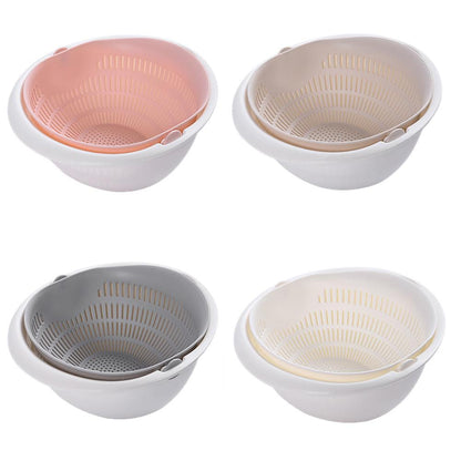 Multi-functional Drain Basket Plastic Double Layer Vegetable Washing Basket Portable Kitchen Fruit Basket Home Kitchen Storage