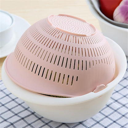 Multi-functional Drain Basket Plastic Double Layer Vegetable Washing Basket Portable Kitchen Fruit Basket Home Kitchen Storage