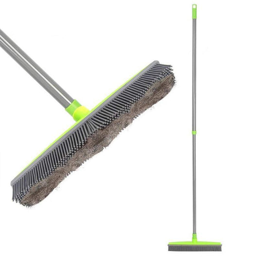 Broom with Squeegee made from Natural Rubber, Multi-Surface and Pet Hair Removal