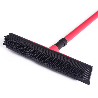 Broom with Squeegee made from Natural Rubber, Multi-Surface and Pet Hair Removal