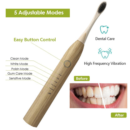 Ultrasonic Sonic Bamboo Electric Toothbrush