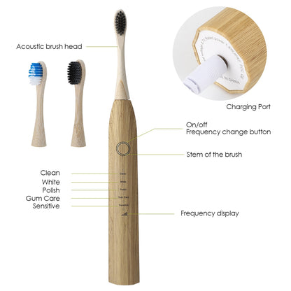 Ultrasonic Sonic Bamboo Electric Toothbrush