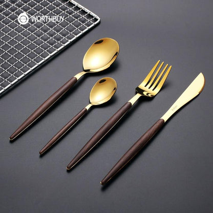 Wooden Stainless Steel Dinnerware Set