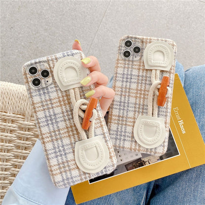 Plaid Finger Grip Phone Case