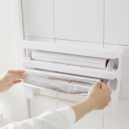 Wall-Mount 4-in-1 Towel and Plastic Wrap Foil Dispenser