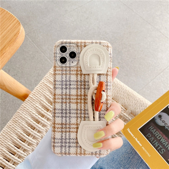 Plaid Finger Grip Phone Case