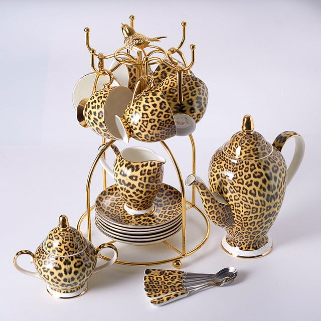 Leopard Print Bone China Porcelain Set