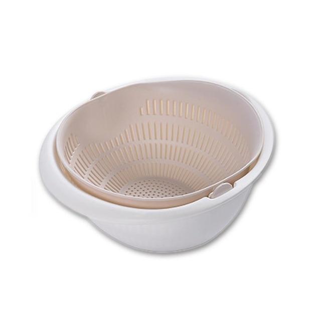 Multi-functional Drain Basket Plastic Double Layer Vegetable Washing Basket Portable Kitchen Fruit Basket Home Kitchen Storage