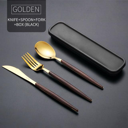 Wooden Stainless Steel Dinnerware Set