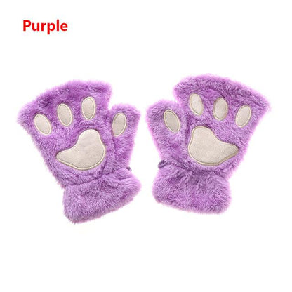 Plush Fluffy Bear Paw Claw Gloves