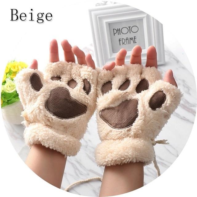 Plush Fluffy Bear Paw Claw Gloves