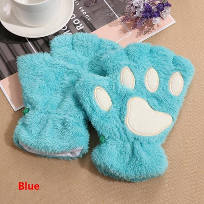 Plush Fluffy Bear Paw Claw Gloves