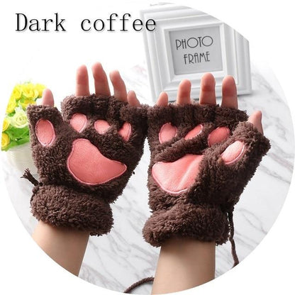 Plush Fluffy Bear Paw Claw Gloves