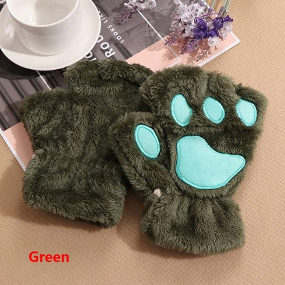 Plush Fluffy Bear Paw Claw Gloves