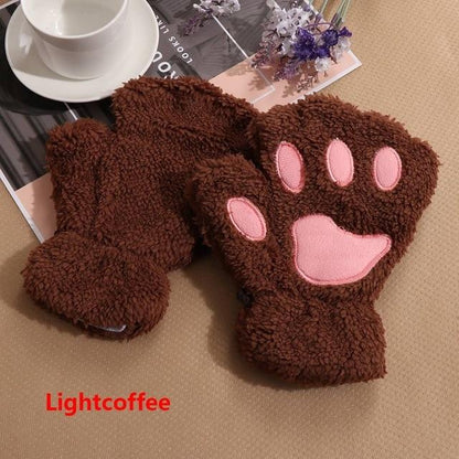 Plush Fluffy Bear Paw Claw Gloves