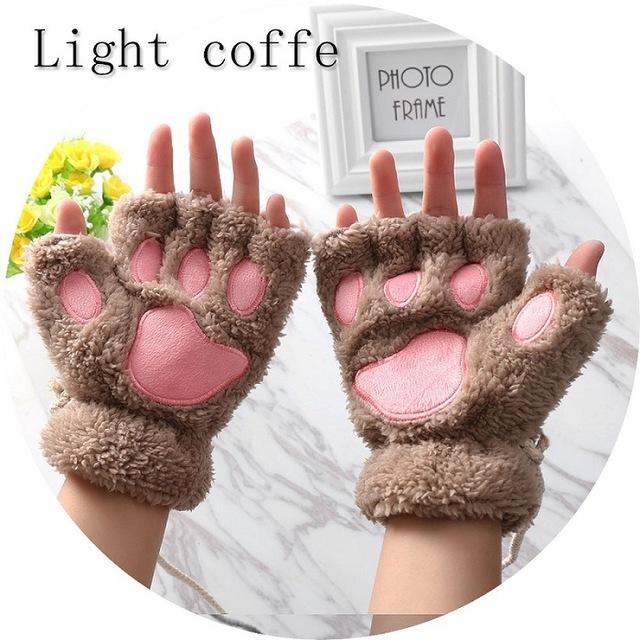 Plush Fluffy Bear Paw Claw Gloves