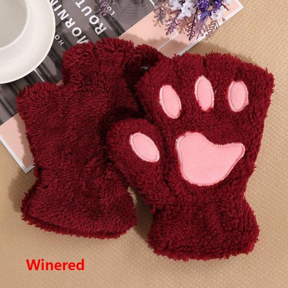 Plush Fluffy Bear Paw Claw Gloves